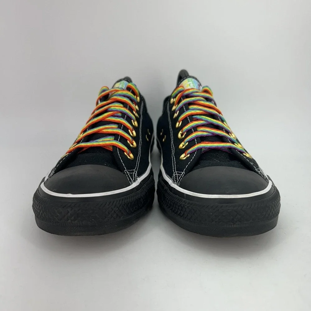 Converse All Star Shoes Mens Size 9 Black Rainbow Pride Low Top Lace Up Sneakers - Picture 4 of 14